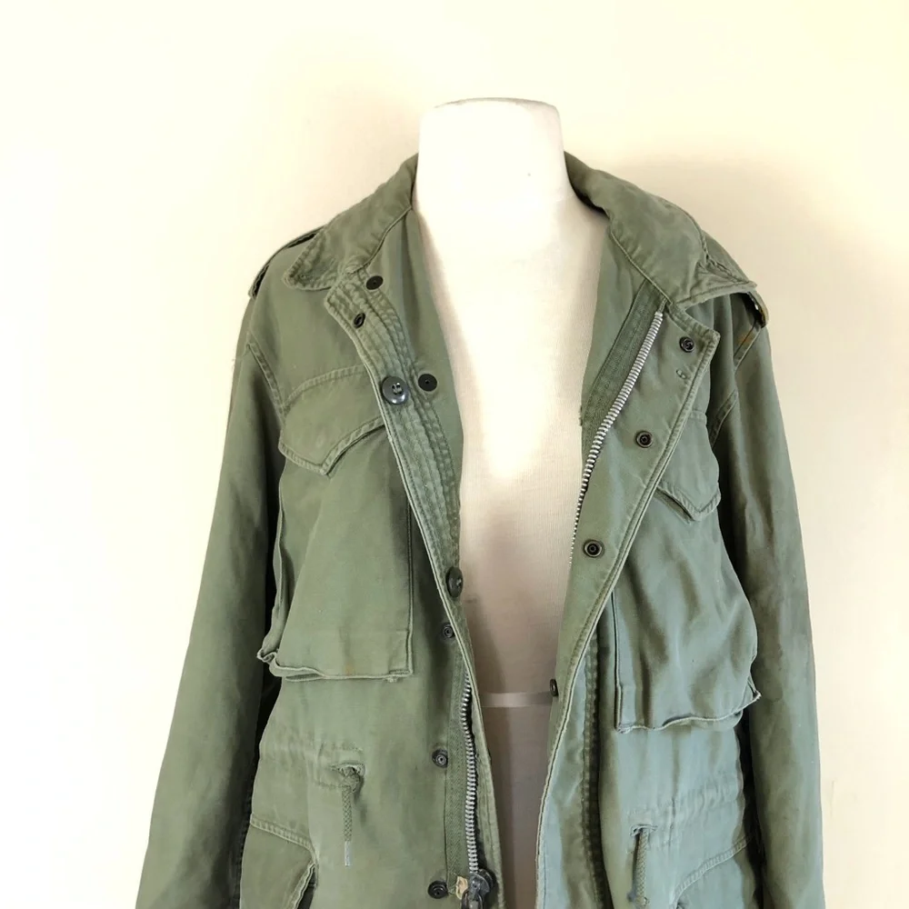 vintage rare army field jacket 90s distressed military ww2 vietnam hippie boho